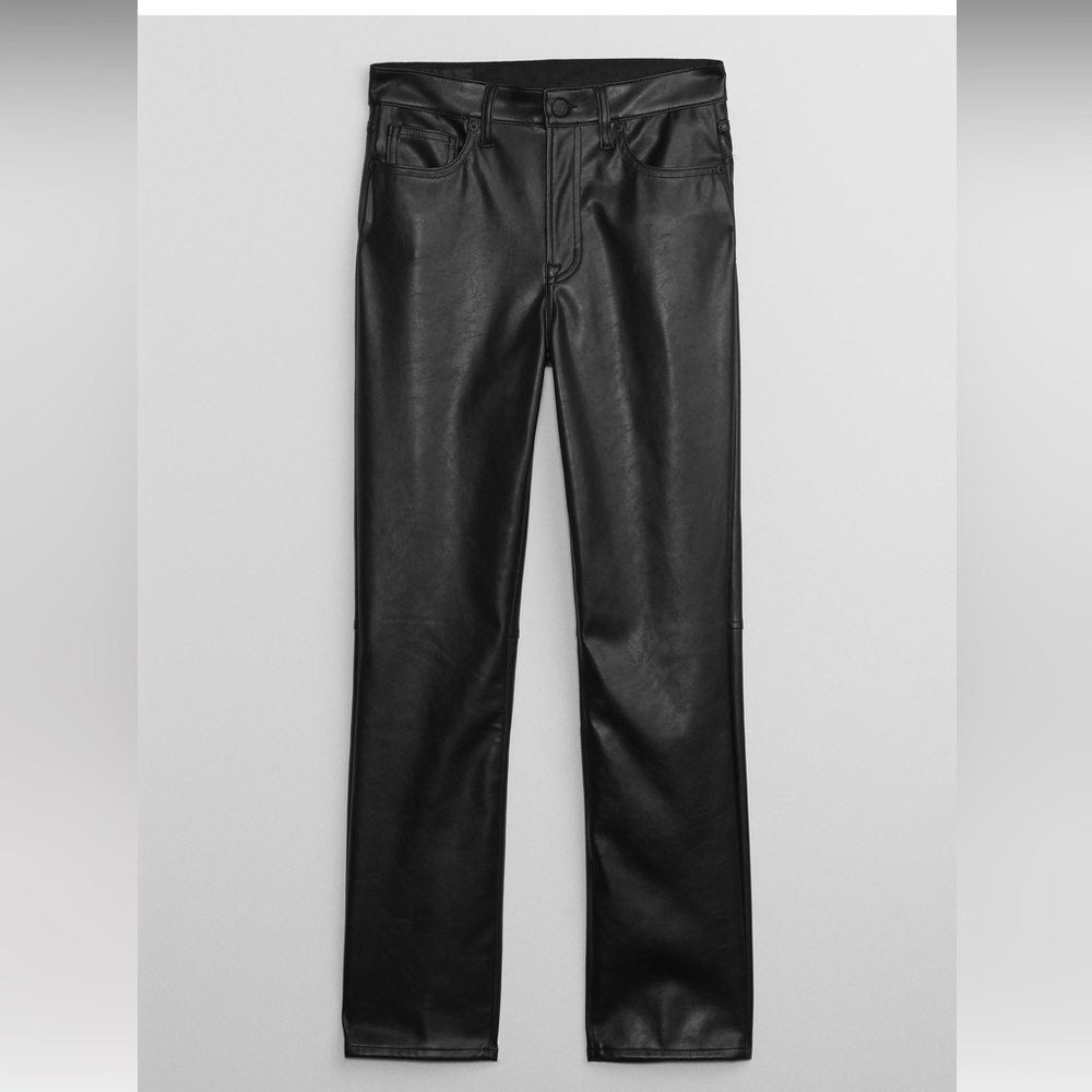 Black High Rise Slim Fit Vegan Leather Pants Gap Factory size 26 / 2 - Picture 3 of 6
